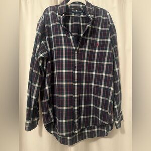 Ralph Lauren Blaire 100% Cotton Plaid Long Sleeve Button-down Collar Shirt L